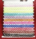 12 Multicolour Elastic Stretch Choker Plastic Womens Girls Chocker Necklace UK
