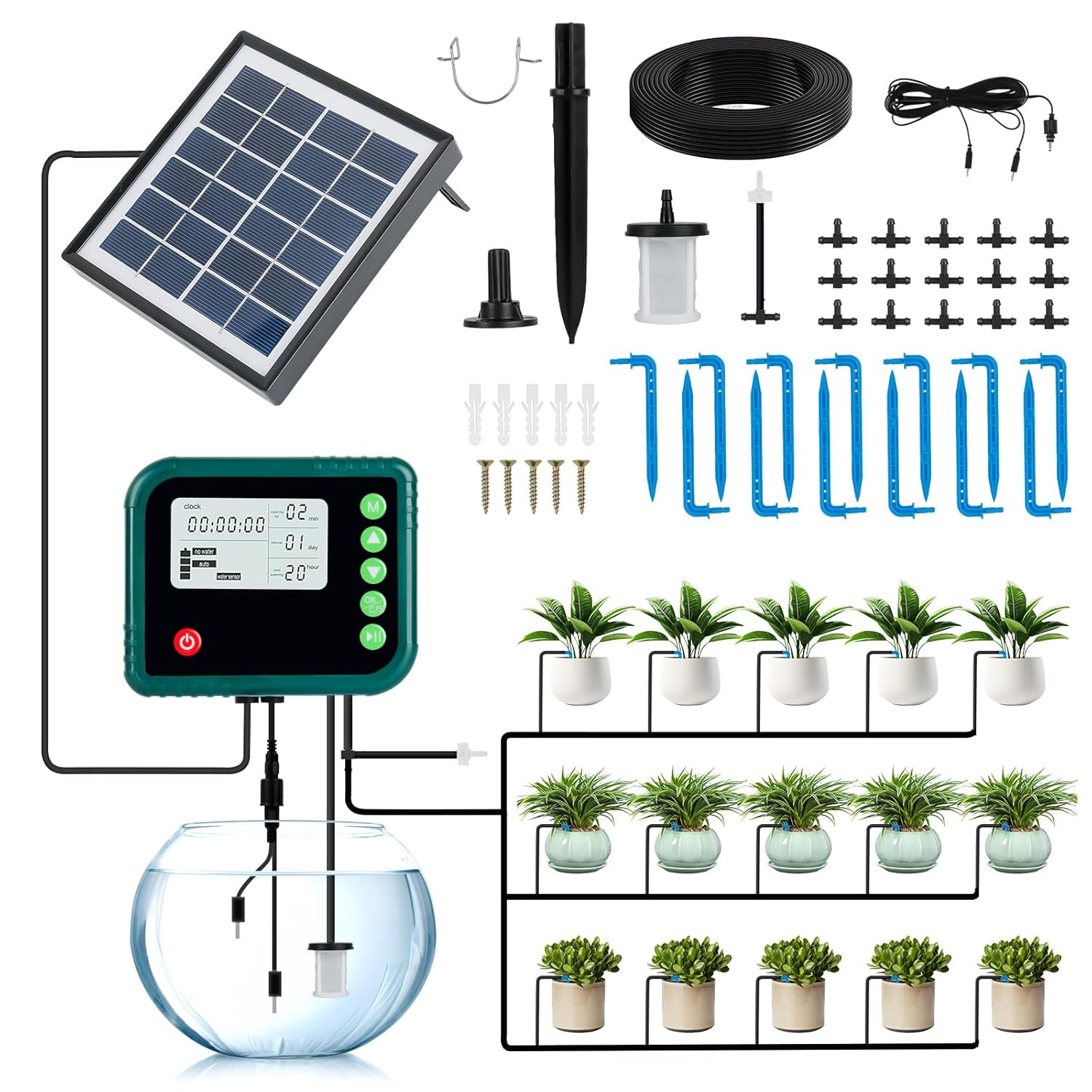 Sistema Di Irrigazione Automatico Solare Con Indicatore LED, Set Automatico Di