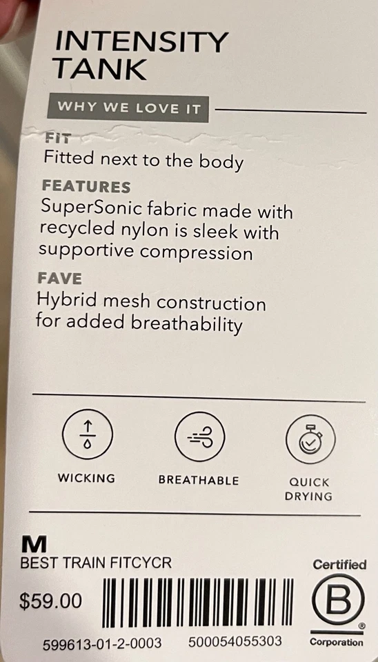 Camiseta sin mangas Athleta Intensity, melocotón pálido, talla M, nueva con etiquetas Foto 4 de 4