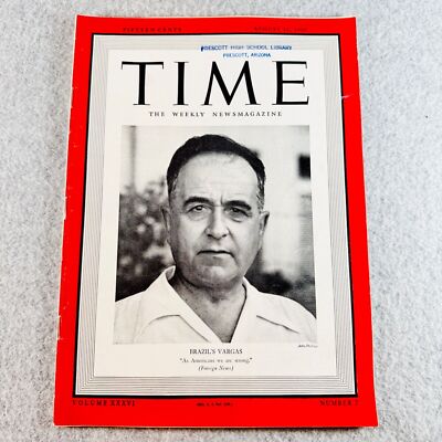 Time Magazine August 12 1940 Getulio Vargas President of Brazil Vintage