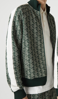 unisex lacoste live monogram patterned jacquard zip jacket