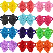 30Pcs Valentine's Day Chiffon Rose Flower Style Dog Bowtie Collar Pet Supplies