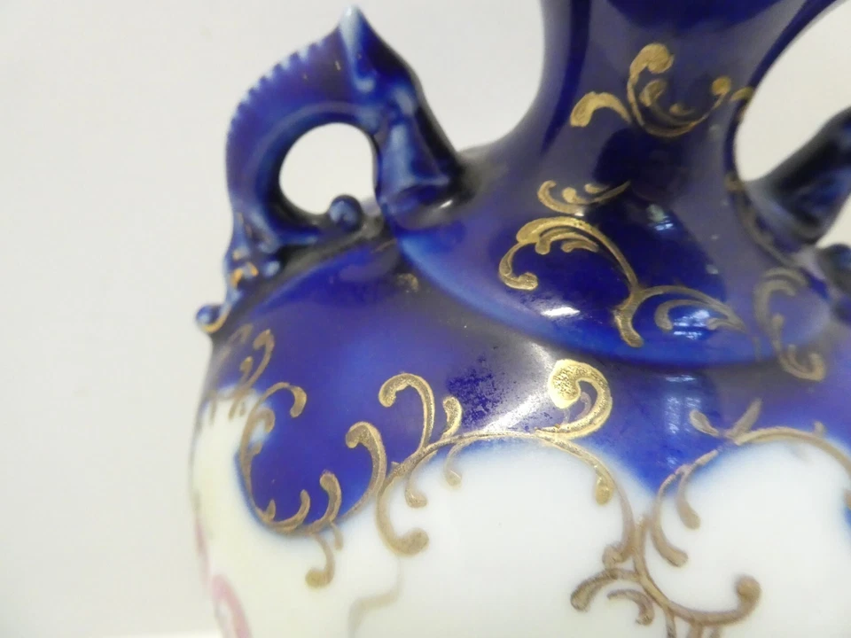 ANTIQUE JAPANESE POTTERY DECORATIVE HAND PAINTED FLORAL SHUNKO SHETO MANTLE VASE - image 3 of 4