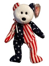 TY Original Beanie Baby Retired Spangle the Bear White Face NWT
