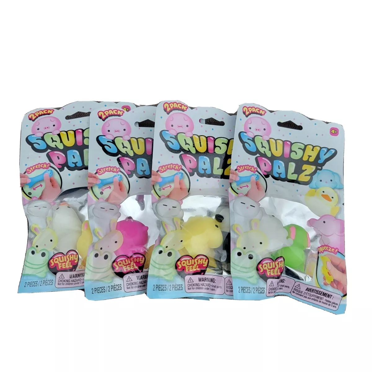 4 SQUISHY PALZ Toy Stretch Squeeze Stress Anxiety Sensory Fidget Animal Fun Gift 4 SQUISHY PALZ Toy Stretch Squeeze Stress Anxiety Sensory Fidget Animal Fun Gift