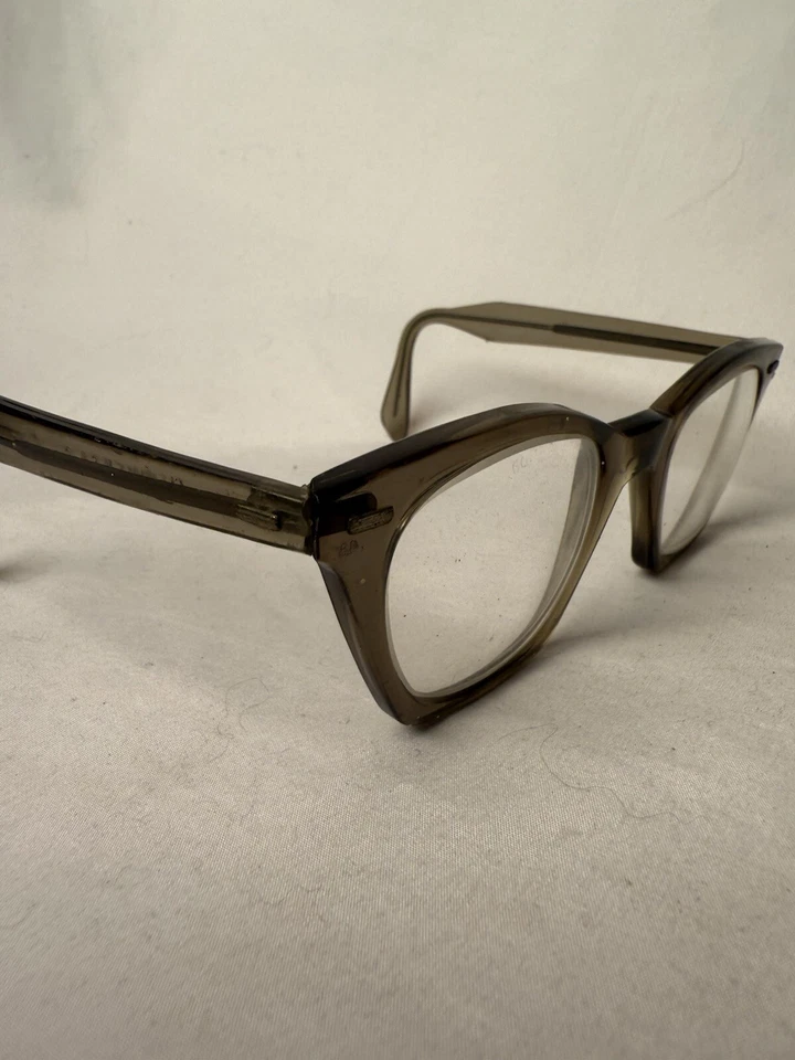 Gafas de seguridad con montura de cuerno gris óptico Glendale años 50 de colección años 60 GO Foto 3 de 4