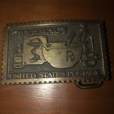 Vintage Pharmacy United States Postage 8c Metal Belt Buckle