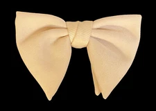 Vintage Ivory Bow Tie 1970's Oversized Large Butterfly Clip On Free Shipping