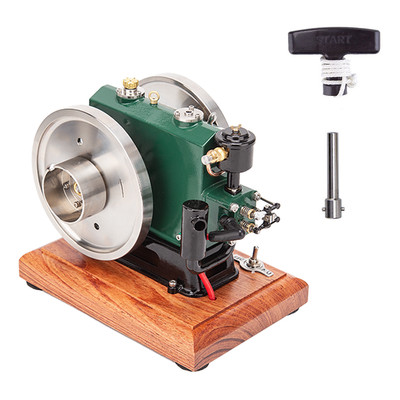 Mini Vintage Single Cylinder 4-Stroke Working Gasoline Engine Model Wooden Base