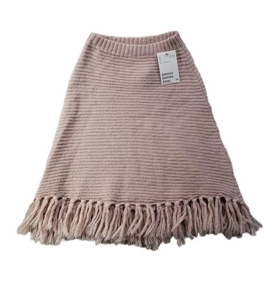 NEW - H&M Girls 1 1/2 - 4Y Pink Metallic Knit Poncho Fringe Hem Pink NWT