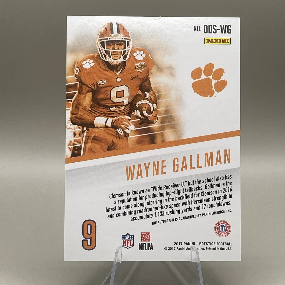 2017 Panini Prestige Draft Day Signatures DDS-WG Wayne Gallman ~ Clemson Tigers - Image 2 of 2