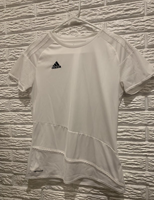 Adidas Short Sleeve Crew Neck White Polyester T- Shirt Youth Girls Size Medium