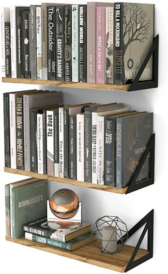 Floating Shelves Set of 3, Small Bookshelf Unit for Living Room, Office, and Bed