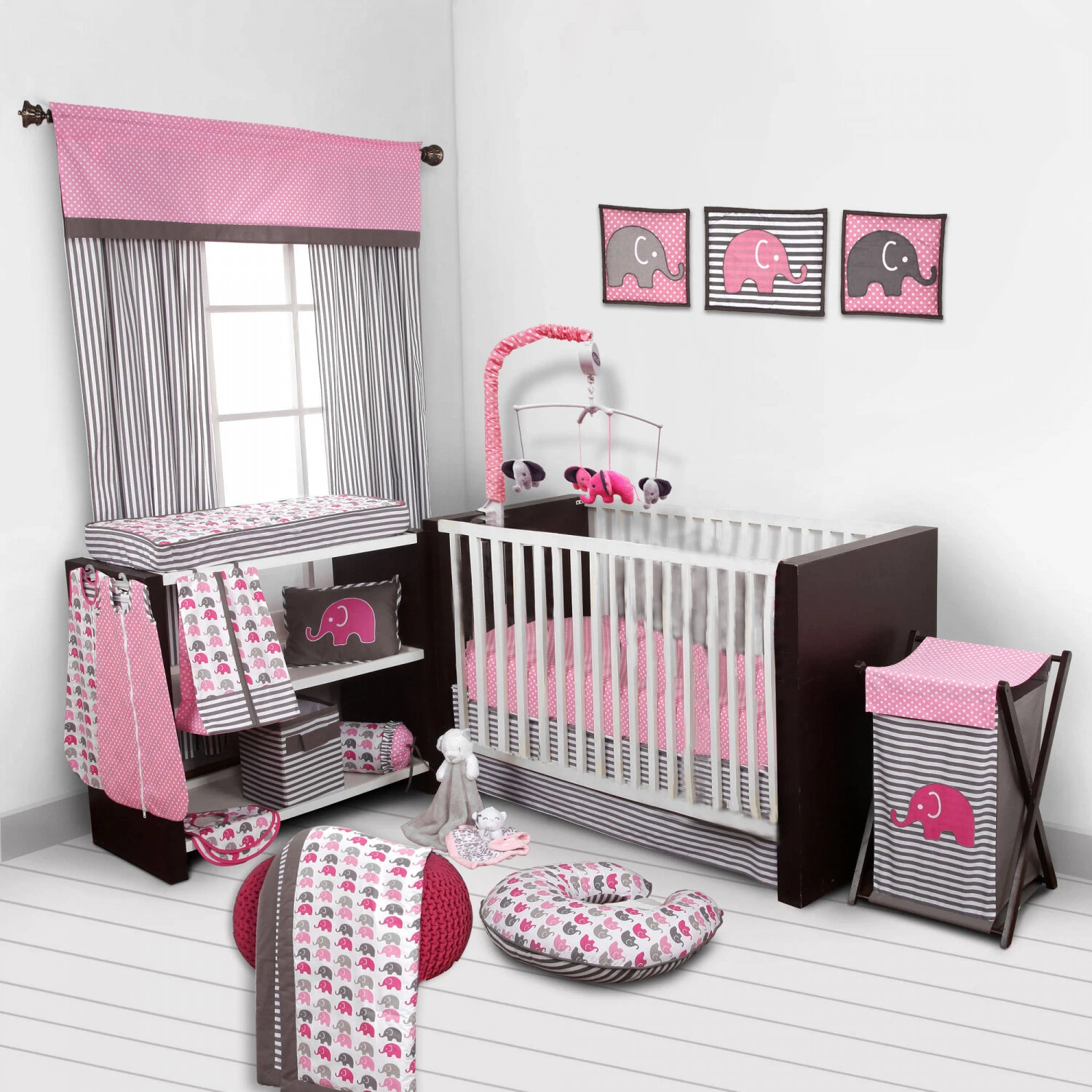 Elephant Crib Bedding in a Bag 10-Piece Set Nursery Pink Grey Animals Jungle
Opens in a new window o
