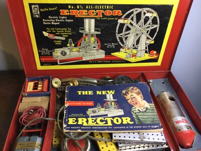 Vintage AC Gilbert Erector Set 1/2 The New ERECTOR 1935 With Manual  WORKS