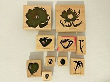 STAMPIN UP! Wood Rubber Stamp Set (10) DEFINITELY DECORATIVE BEAUTIFUL BLOSSOMS
