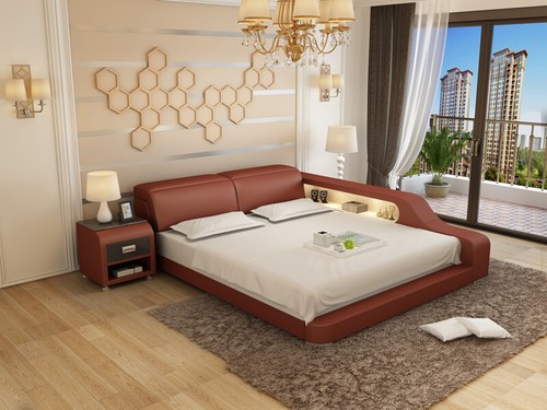 Wasserbett Hotel Doppelbett Betten Komplett Lederbett Wasser Mit USB Polsterbett - Bild 6 von 12