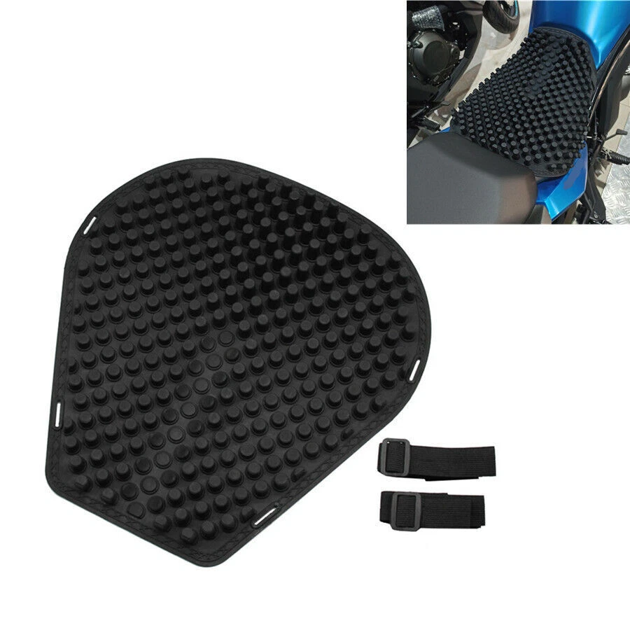 Black Silicone Motorcycle Seat Cushion Cover Pressure Relief Rider Seat Pad  1x