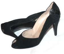 Bruno Magli Size 8 B Vintage Women Black Peeptoe Heels Pumps Shoes