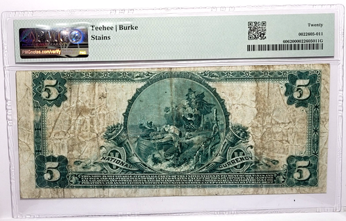 1902 $5 Dollar American National Of Richmond Virginia PMG VF 20 FR# 606 - Picture 2 of 5