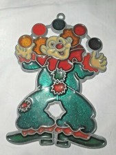 SUNCATCHER Stained Glass Overlay Faux Stained Glass CLOWN WITH BALLOONS PIECE