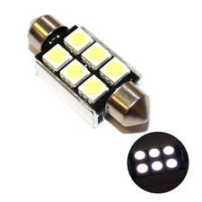 Fits Peugeot Bipper 1.4 White 6-SMD LED 39mm Festoon 12v Number Plate Light Bulb