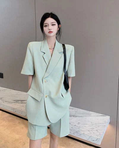 New Hot Women's Summer Suit Fashion Loose Thin Blazer Shorts Two-piece Set - Picture 8 of 28