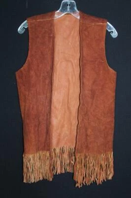 Gilet En Suède Frangé Rougeâtre Vintage Des Années 1960-1970 Taille Moyenne - Photo 1/3