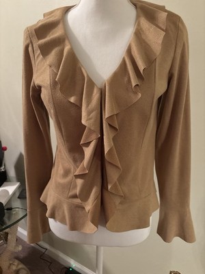 Oscar De La Renta Women s Ruffled Long Sleeve Button Up Blouse Size 6