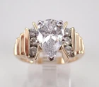 2Ct Pear Cut Diamond Vintage Estate Engagement Her Ring 14K Two Tone Gold Plated