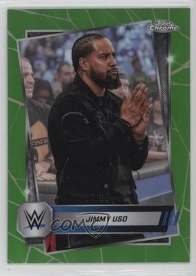 2025 Topps Chrome WWE Green Refractor 4/99 Jimmy Uso #56 05jo