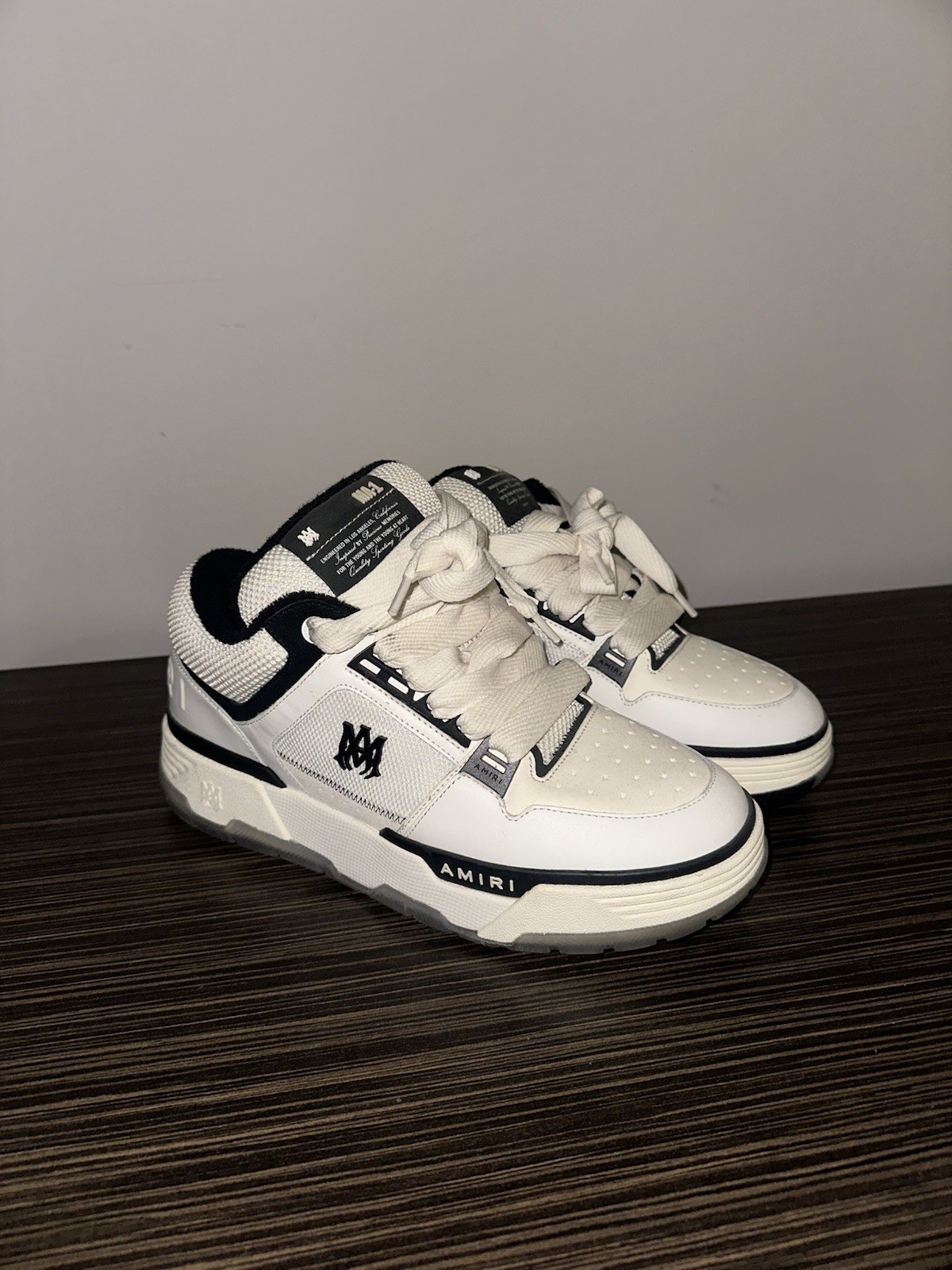 Size 46EU/13US - Amiri MA-1 White/Black Retail $850!