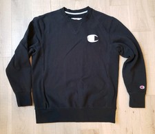 Mens M Champion Black Pullover Sweatshirt Embroidered Logo EXCELLENT 