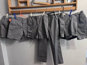 Lands End Girls Gray Pant & Shorts Size 14 Ad Waist School Uniform Lot Of 7
