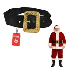Black Vinyl Santa Belt with Oversized Gold Buckle, Adult Christmas Costume