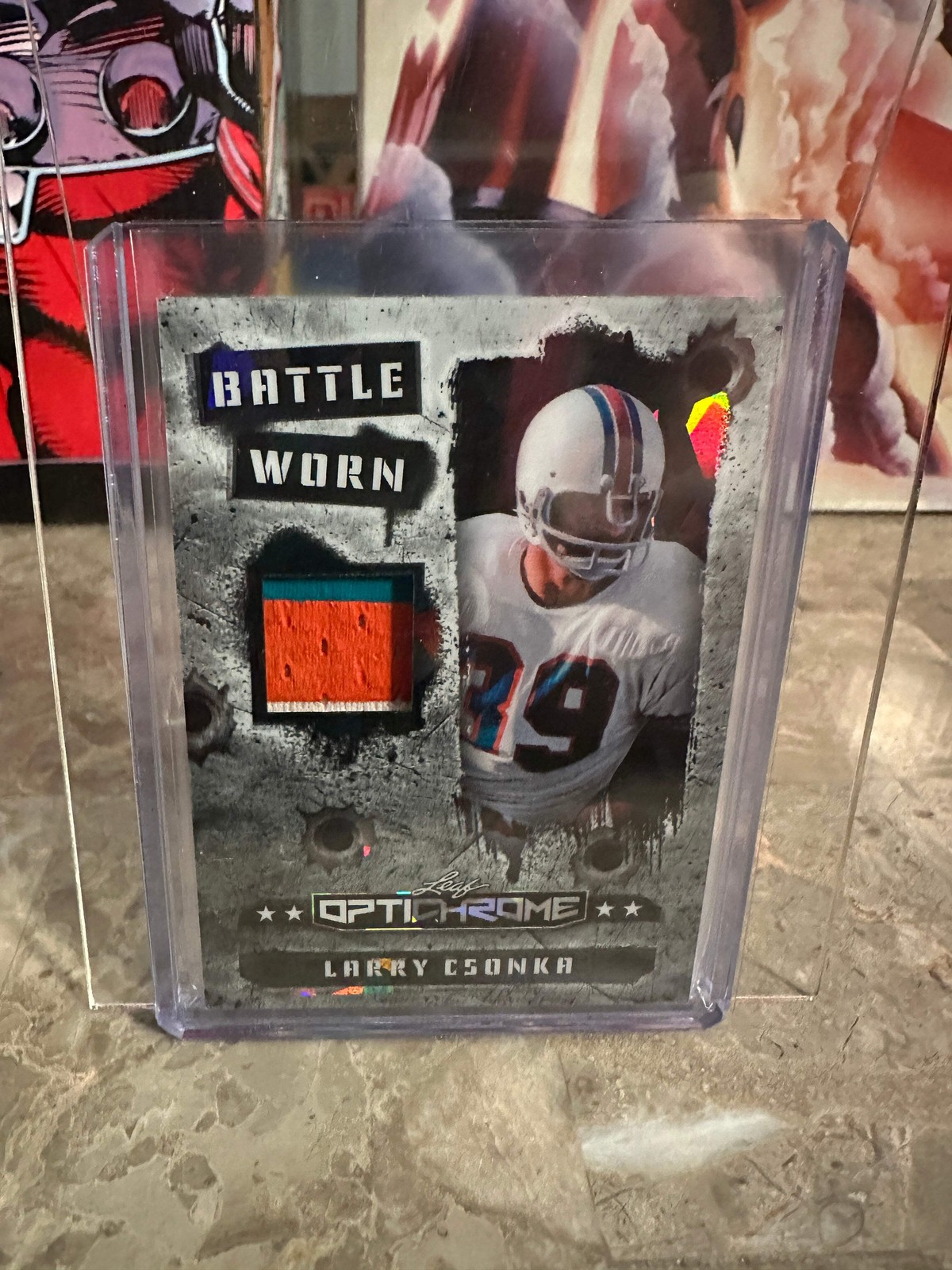 2026 Leaf Optichrome Larry Csonka BATTLE WORN DUAL COLOR PATCH 1/1 Dolphins HOF