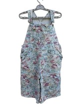 Vintage Squeeze Jeans Floral Womens Medium Shortalls Overalls Denim Y2K Summer