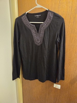 Croft & Barrow Womens Small S Blouse Top Shirt Partial New Tag