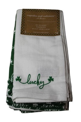 Cupcakes And Cashmere St Patrick's Day Napkins Lucky Shamrock 100% Cotton