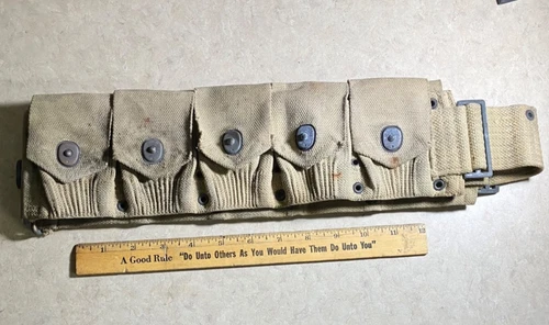 WW1 era Military Mills marked woven canvas ammo/ammunition  belt