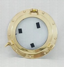 12" Inches Canal Boat Porthole Window Golden Finish Door Window Glass Porthole