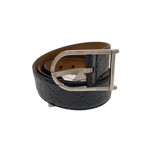 Used GUCCI◆Belt/Leather/BLK/Men's/245868