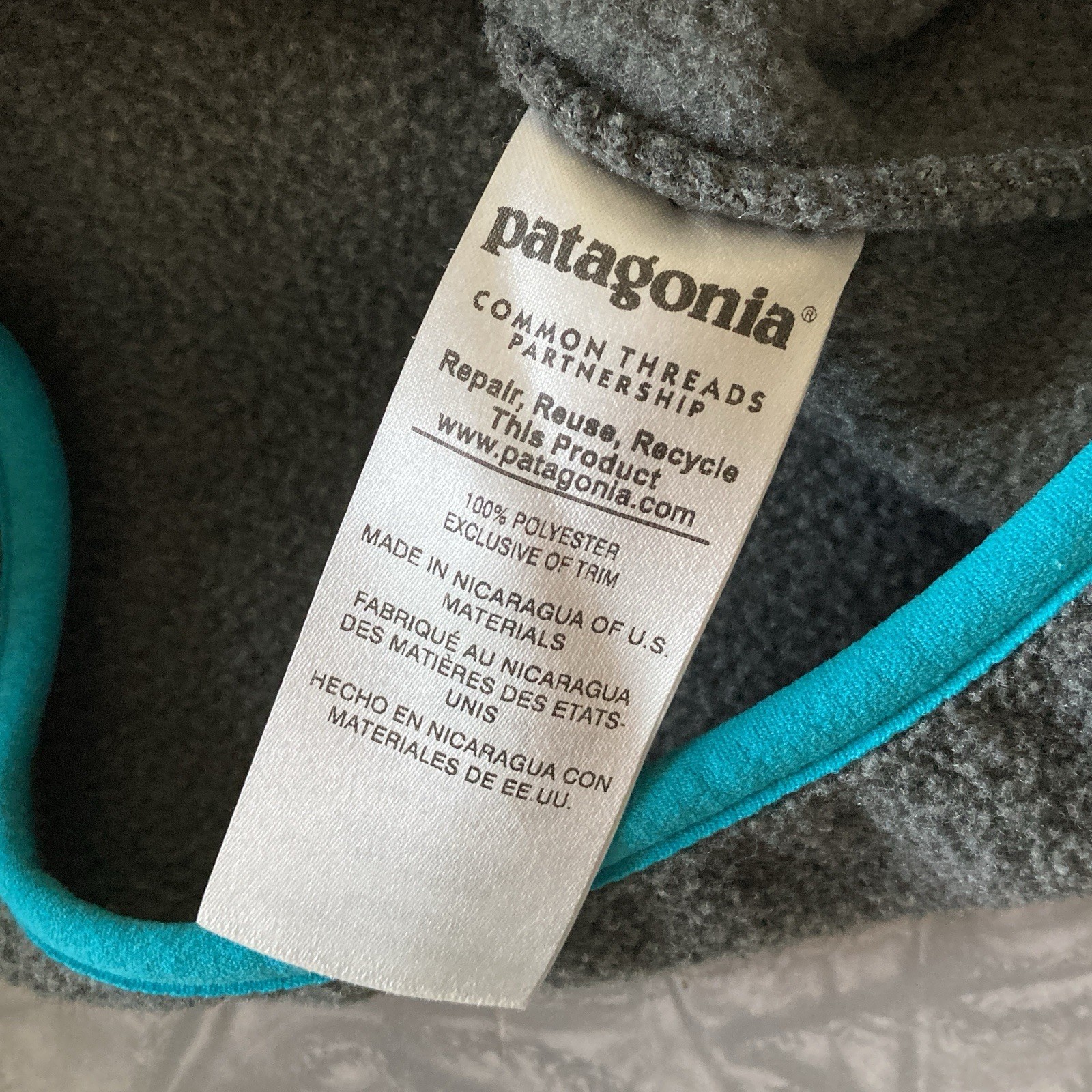 Womens Patagonia Synchilla T snap Fleece Grey Turquoise Green Pullover Medium thumbnail 13