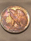 1943 D  Walking Liberty Half Dollar Rainbow Toned BU