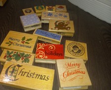 14 Christmas Holidays Scrapbooking Wood Mounted Rubber Stamp Assorted Lot