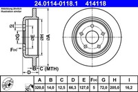 2X Bremsscheibe ATE 24.0114-0118.1 FüR Jeep XK Commander XH WK WH Cherokee 3 VAN