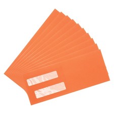10 Pcs Double Window Envelopes (Orange Red, 4 1/8 Inch x 9 1/2 Inch )