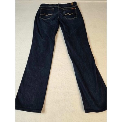 7 For All Mankind Kimmie Straight Leg Jeans Dark Indigo Blue Stretch Size 30