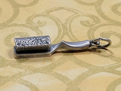 Sterling Silber 3D Haarbürste Charm Anhänger 925 Friseur Stylist Schmuck