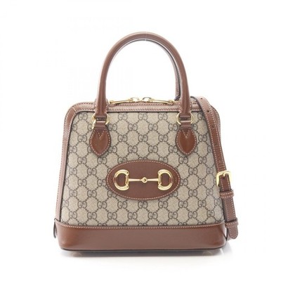 GUCCI Horsebit 1955 GG Supreme Small Top Handle Crossbody Handbag 621220 Gebr...